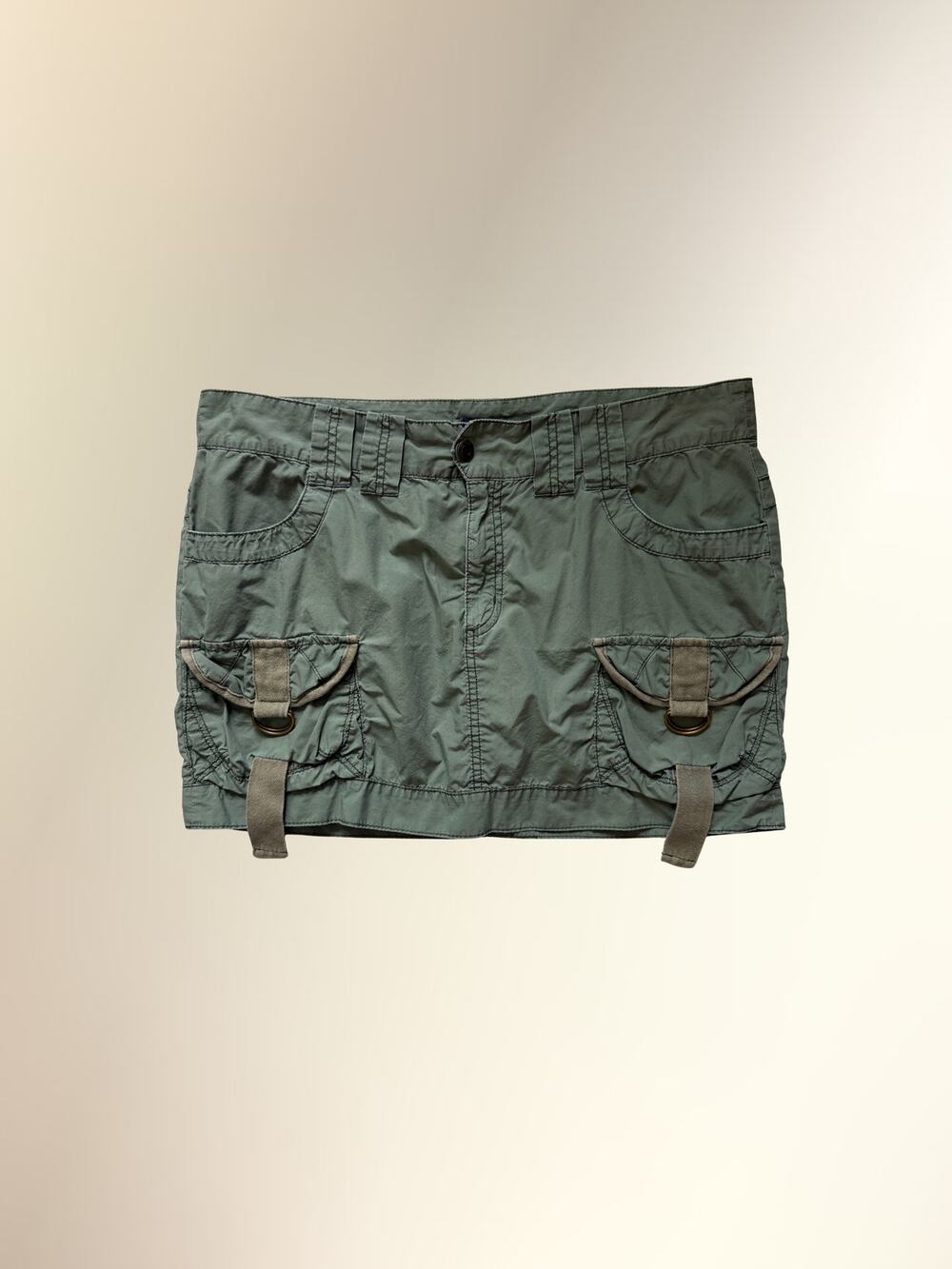 Y2K American Eagle Green Cotton Cargo Utility Mini Skirt Sz 14